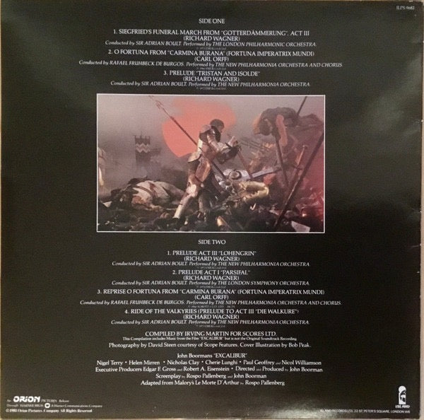 Image of Back Cover of 4914280C: LP - VARIOUS, Music From The Film Excalibur And Other Selections (Island Records; ILPS 9682, UK 1981) One light mark on Side 2.  VG/VG+