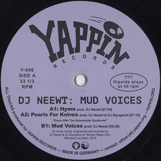 Image of Front Cover of 4924278E: 12" - DJ NEEWT, Mud Voices (YAPPIN; Y-006, Germany 2019)   /VG+