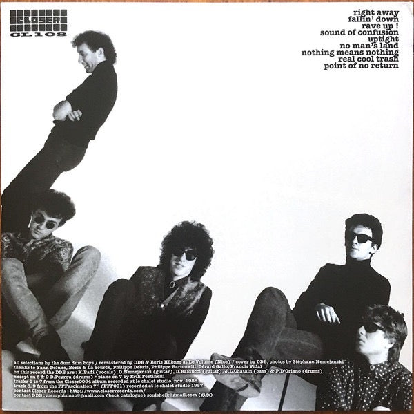 Image of Back Cover of 4914298C: LP - DUM DUM BOYS, Nothing Means Nothing (Closer Records; CL108, France 2014 Reissue, With CD) Still In Stickered Shrinkwrap  EX/VG+