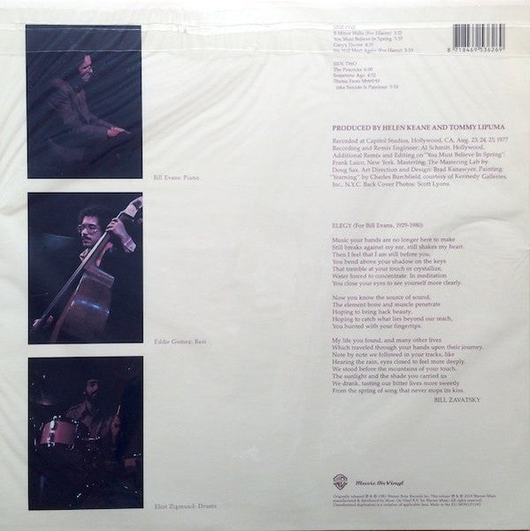 Image of Back Cover of 4924353E: LP - BILL EVANS, You Must Believe In Spring (Music On Vinyl; MOVLP1145, Europe 2014)   VG+/VG+