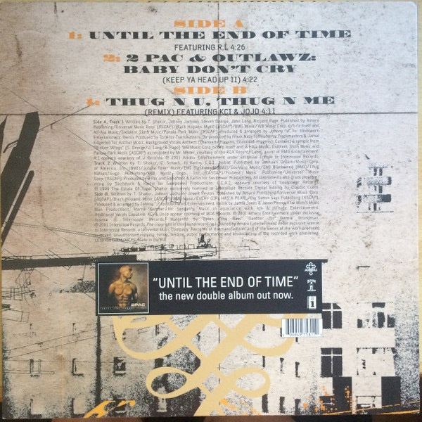 Image of Back Cover of 4914338C: 12" - 2PAC, Until The End Of Time (Interscope Records; 497 581-1, UK 2001, Picture Sleeve) Corner wear on sleeve  VG/VG+