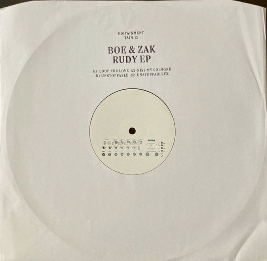 Image of Front Cover of 4914367C: 12" - BOE & ZAK, Rudy EP (Editainment ; TAIN 12, Germany 2013, Plain Sleeve, Stamped Inner)   VG/VG+