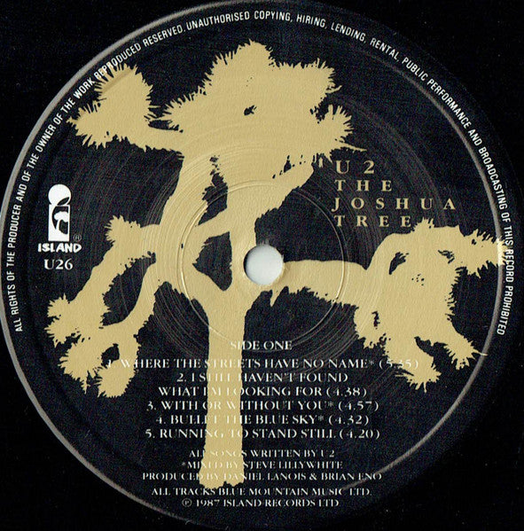 Image of Label Cover of LP - VG/VG - U2, The Joshua Tree (Island Records; U26, UK 1987, Gatefold, Insert, PRS Ltd. Pressing), Creasing, light water mark inside gatefold.  One feelable mark, hairlines otherwise. ,  - 4326406E
