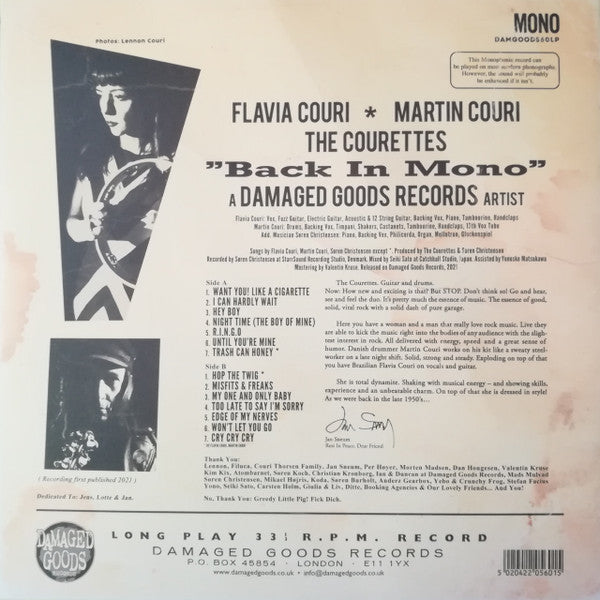 Image of Back Cover of 4924376E: LP - THE FABULOUS COURETTES, Back In Mono (Damaged Goods ; DAMGOOD560LP, UK 2021, Mono) Still In Shrinkwrap  EX/EX