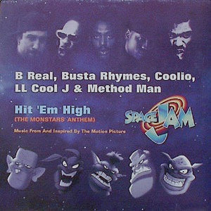 Image of Front Cover of 4914363C: 12" - B REAL, BUSTA RHYMES, COOLIO, LL COOL J & METHOD MAN, Hit 'Em High (The Monstars' Anthem) (Atlantic; 7567-85457-0, Germany 1996) Edges of sleeve all taped. Some wear, scuffs and a small sticker ghost  VG/VG