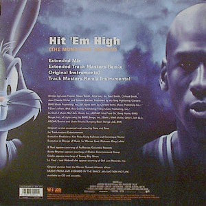 Image of Back Cover of 4914363C: 12" - B REAL, BUSTA RHYMES, COOLIO, LL COOL J & METHOD MAN, Hit 'Em High (The Monstars' Anthem) (Atlantic; 7567-85457-0, Germany 1996) Edges of sleeve all taped. Some wear, scuffs and a small sticker ghost  VG/VG