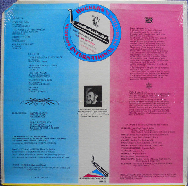 Image of Back Cover of 4914433C: LP - VARIOUS ARTISTS, Rockers International (Rockers International; ML-001, US 1982) Light marks only.  VG+/VG