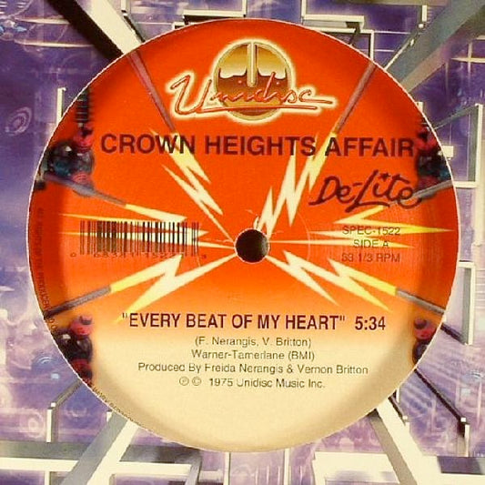 Image of Front Cover of 4914477C: 12" - CROWN HEIGHTS AFFAIR, Every Beat Of My Heart (Unidisc; SPEC-1522, Canada Reissue, Company Sleeve) Sleeve has edge and corner wear  VG/G+