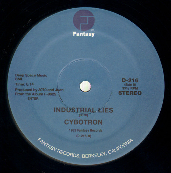 Image of Back Cover of 12" - /VG - CYBOTRON, Clear / Industrial Lines (Fantasy; D-216, US 2024, Plain Sleeve), Strong VG, A	ClearB	Industrial Liesabsolute classic old school electro track.  - 2326298E