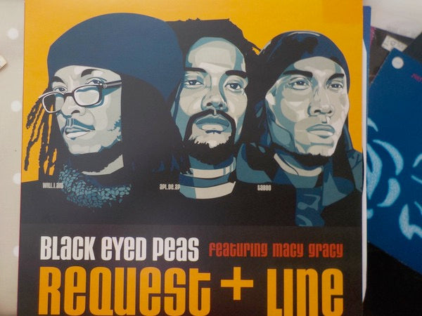 Image of Front Cover of 4914478C: 12" - BLACK EYED PEAS FEATURING MACY GRAY, Request Line (Interscope Records; 497 503-1, UK & Europe 2000) Edges of sleeve all taped  VG/VG