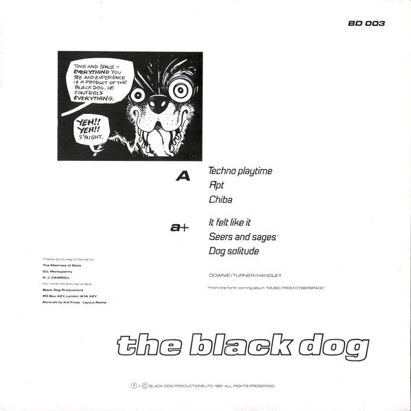 Image of Back Cover of 4924440E: 12" - THE BLACK DOG, Techno Playtime EP (Black Dog Productions; BD 003, 	UK 1990, Picture Sleeve)   G+/G+