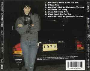 Image of Back Cover of 4934192E: CD - JOAN JETT, 1979 (Blackheart Records; BH1979, US 1995, Jewel Case, Booklet)   VG+/VG+