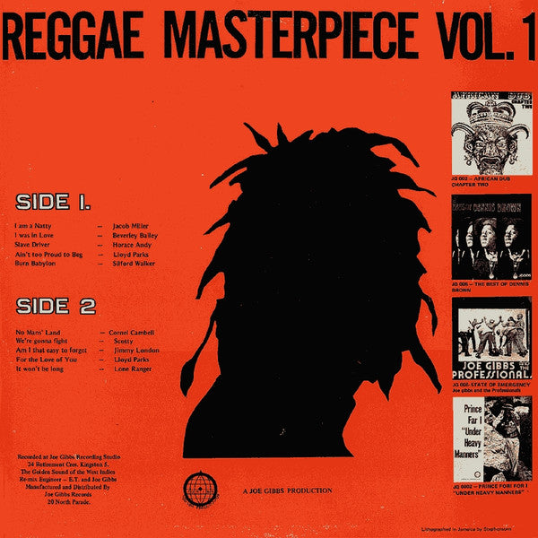 Image of Back Cover of 4944317S: LP - VARIOUS ARTISTS, Reggae Masterpiece Vol. 1 (Joe Gibbs Record Globe; , Jamaica 1978) Conservative grading.  VG/VG