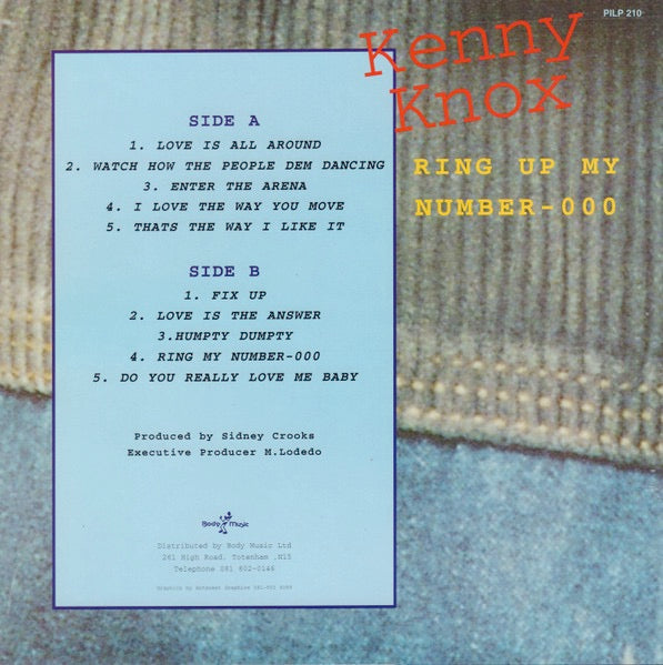 Image of Back Cover of 4914541C: LP - KENNY KNOX, Ring Up My Number - 000 (Pioneer International; PILP 210, UK 1980s) Sleeve has very bent and creased corners. Also general wear and creasing  G/VG