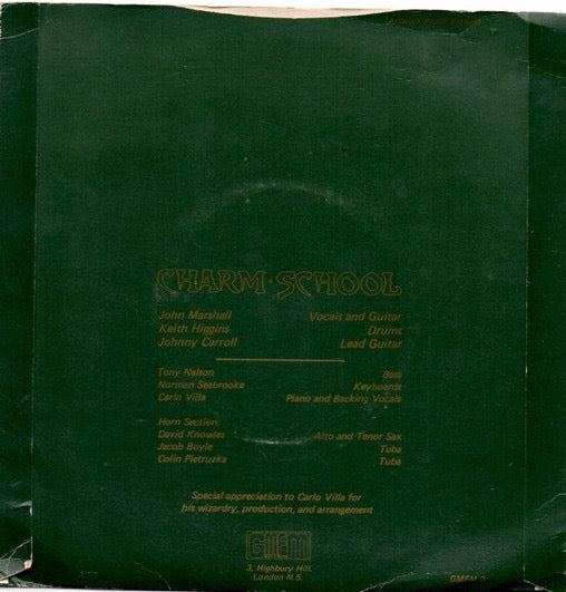 Image of Back Cover of 4914515C: 7" - CHARM SCHOOL, Every Step I Take (GMFM Records; GMFM2, UK 1984, Picture Sleeve) Strong VG, Ring wear and very light marks  VG/VG