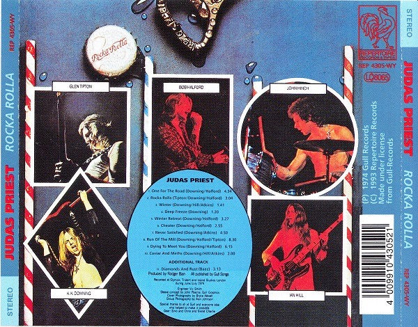 Image of Back Cover of 4914406C: CD - JUDAS PRIEST, Rocka Rolla (Repertoire Records; REP 4305-WY, Germany , Jewel Case)   VG+/VG+