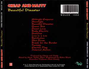 Image of Back Cover of 4934221E: CD - CHEAP AND NASTY, Beautiful Disaster (China Records ; WOLCD 1002, UK 1991, Jewel Case, Booklet)   VG+/VG