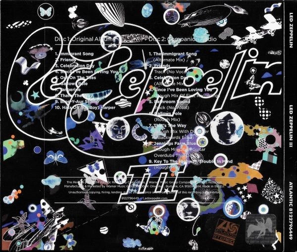 Image of Back Cover of 4914607C: CD - LED ZEPPELIN, Led Zeppelin III (Atlantic; 8122796449, Europe 2014 Reissue, Die Cut Sleeve)   M/M