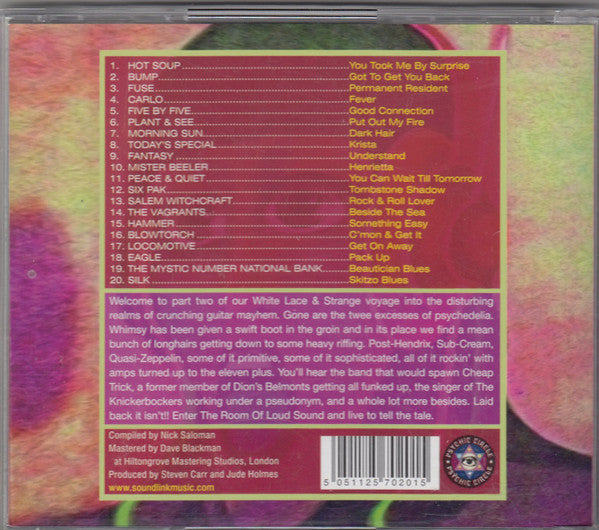 Image of Back Cover of 5034004E: CD - VARIOUS, The Room Of Loud Sound (Heavy Psych From The USA 1968-1972) (White Lace & Strange Volume 2) (Psychic Circle ; PCCD7020, UK 2008, Jewel Case, Booklet)   EX/EX