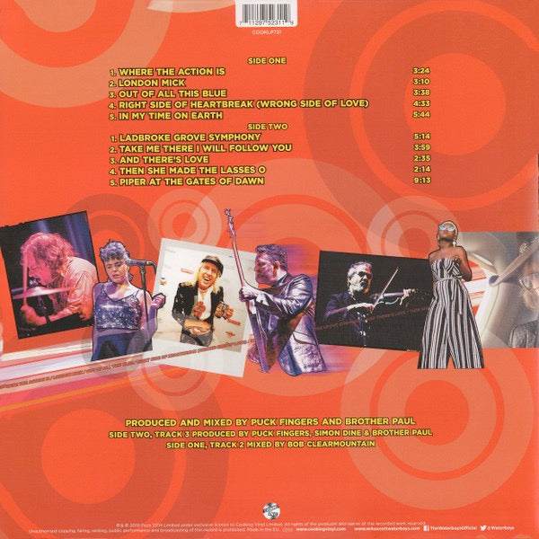 Image of Back Cover of 5014004C: LP - THE WATERBOYS, Where The Action Is (Cooking Vinyl; COOKLP731, Europe 2019, Gatefold, Inner) In Opened Stickered Shrinkwrap  VG+/VG+