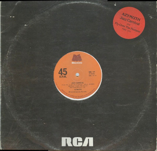 Image of Front Cover of 4644061S: 12" - AZYMUTH, Jazz Carnival / Fly Over The Horizon (Milestone; MRC 101, UK 1979, Stickered Company Sleeve) Nice copy  VG/VG+