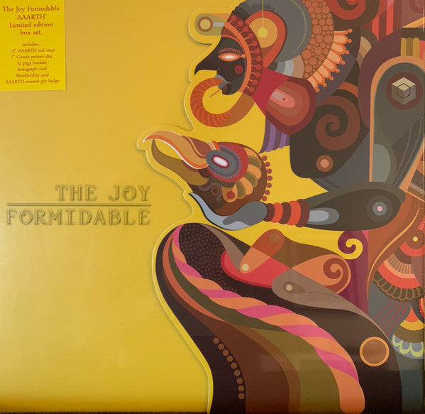 Image of Front Cover of LP - VG+/VG - THE JOY FORMIDABLE, AAARTH (Seradom Records ; SERDBX001, UK 2018, Box Set, Booklet, Red Vinyl + 7"), LP & 7" are VG-, looks worse than they plays, but has suffered clouding from the PVC it was in., - 12" red coloured 180g AAARTH vinyl- 7" Cicada Picture disc- Signed signature card.- 24 page bound booklet with lyrics & Rhydian artwork.- Enamel AAARTH badge. - 5024057E