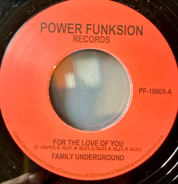 Image of Front Cover of 5014135C: 7" - FAMILY UNDERGROUND, For The Love Of You (Power Funksion Records; PF-10005, UK 2024, Plain Black Sleeve, Record Store Day 2024)   /VG+