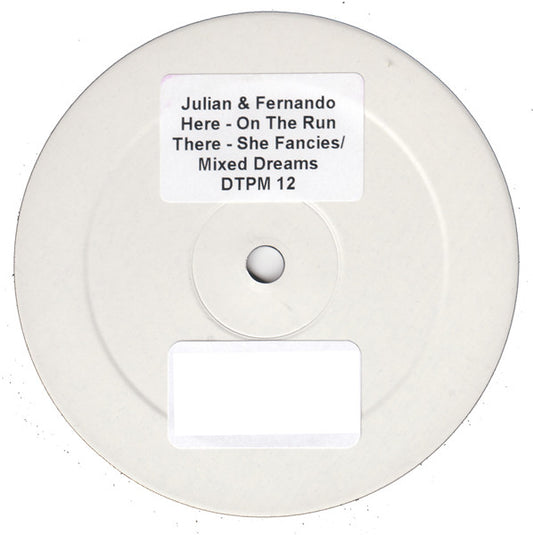 Image of Front Cover of 5024060E: LP - JULIAN & FERNANDO, On The Run EP (DTPM Recordings; DTPM12, UK 2004, Stickered White Label)   /G+