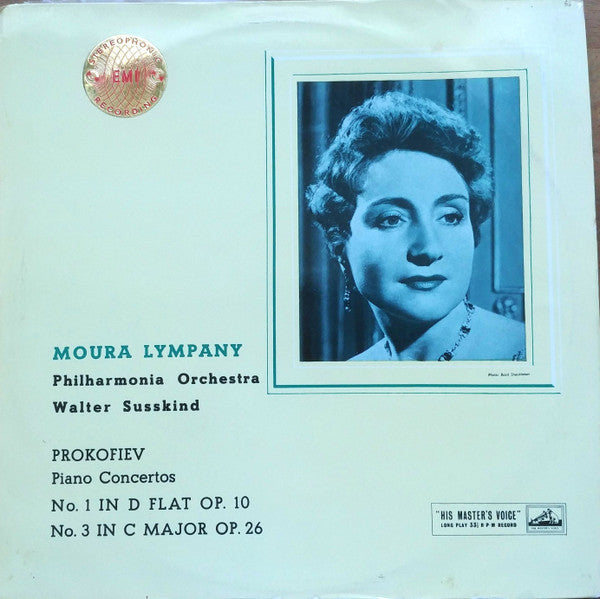 Image of Front Cover of 4924471E: LP - MOURA LYMPANY, PHILHARMONIA ORCHESTRA, WALTER SUSSKIND, Prokofiev: Piano Concertos No. 1 In D Flat Op. 10 / No. 3 In C Major Op. 26 (His Master's Voice; CSD. 1253, UK , Laminated Scalloped Flipback Sleeve) Minor Edge and Ring Wear  VG/VG