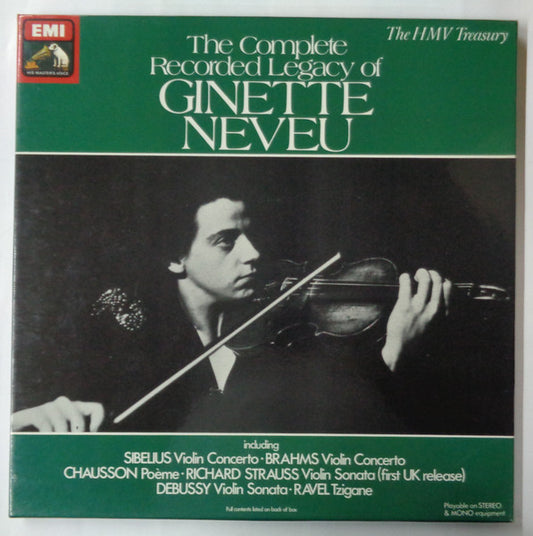 Image of Front Cover of 4924473E: 4xLP - GINETTE NEVEU, The Complete Recorded Legacy Of Ginette Neveu (HMV Red, Coloured Nipper Box; RLS 739, UK 1980, Box Set, Insert, Record 4 has Black and Silver Label)   VG+/VG+