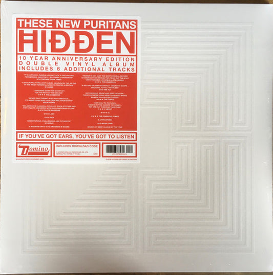 Image of Front Cover of 5044139S: 2xLP - THESE NEW PURITANS, Hidden [MMXX] (Domino; REWIGLP164, UK & Europe 2020 Reissue, Textured Gatefold Sleeve, 2 Inners & Insert, 10 year anniversary reissue) Opened Instore, Still In Stickered Shrinkwrap  EX/EX