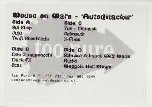 Image of Front Cover of 5024072E: 2xLP - MOUSE ON MARS, Autoditacker (Too Pure; PURE 70LP, UK 1997, Promo, Stickered Plain Sleeve) Light marks. Wear to sleeve with ringwear.  VG/VG