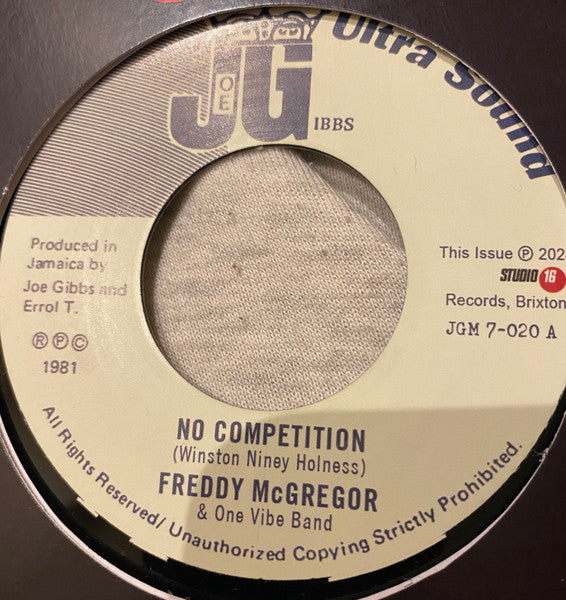 Image of Front Cover of 5054037S: 7" - FREDDIE MCGREGOR & ONE VIBE BAND, No Competition (Joe Gibbs Ultra Sound; JGM 7-020, Jamaica 2024 Reissue, Picture Sleeve)   EX/EX