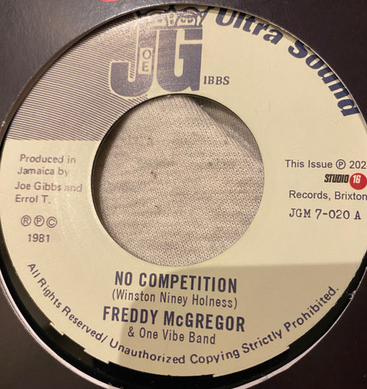 Image of Front Cover of 5054037S: 7" - FREDDIE MCGREGOR & ONE VIBE BAND, No Competition (Joe Gibbs Ultra Sound; JGM 7-020, Jamaica 2024 Reissue, Picture Sleeve)   EX/EX