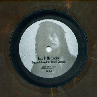 Image of Front Cover of 5014203C: 10" - RHYTHM & SOUND W/ CORNELL CAMPBELL, King In My Empire (Burial Mix; BM-06, Germany 2001, Plain Sleeve, Brown Translucent with Black/Multicoloured Marbling) Some light wear to A side label.  /VG+