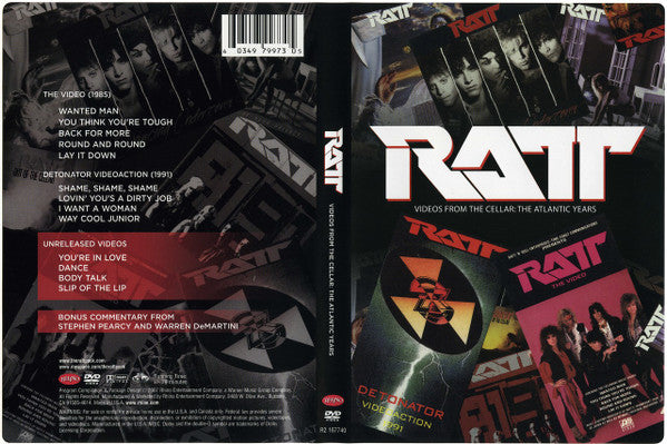 Image of Back Cover of 5034105E: DVD - RATT, Videos From The Cellar: The Atlantic Years (Rhino Records; R2 167740, US 2007, Region 1 US)   VG+/VG+