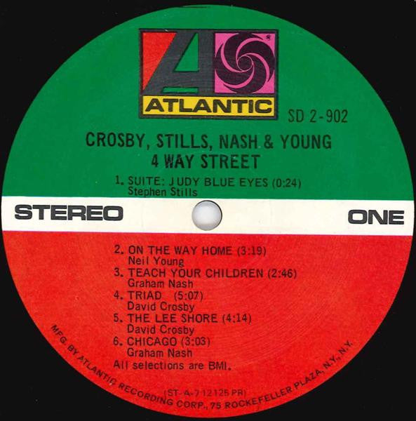 Image of Label Cover of 5044207S: 2xLP - CROSBY, STILLS, NASH & YOUNG, 4 Way Street (Atlantic; SD 2-902, US 1970s Reissue, Pasteback Gatefold Sleeve, Company Inners, Presswell Pressing, No Insert) Haitlines ans scuffs, edge and ring wear  VG/G+