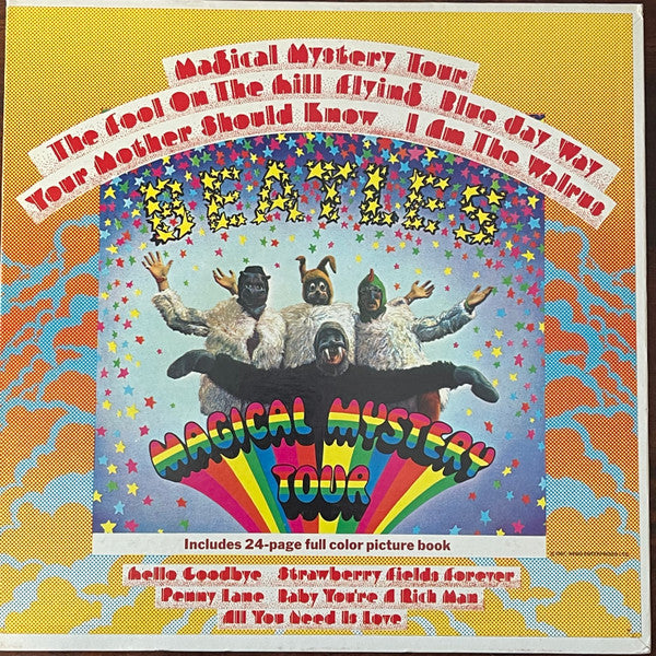 Image of Front Cover of 5044270S: LP - THE BEATLES, Magical Mystery Tour (Capitol rainbow; SMAL 2835, US 1967, Pasteback Gatefold Sleeve, Stapled-in Booklet, Jacksonville Pressing, "Stereo" on label close to center) Hairlines and scuffs, light edge wear, name written on front cover, booklet intact and stapled in  VG/VG