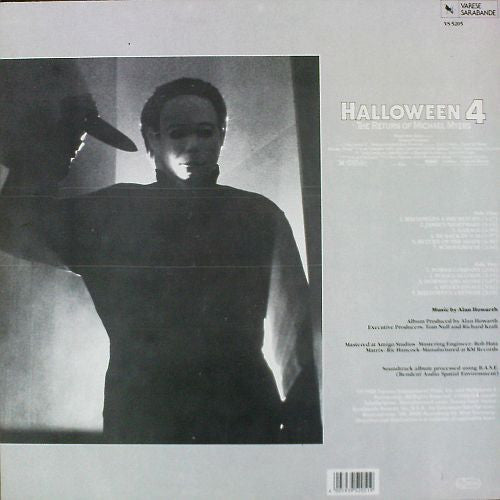 Image of Back Cover of 5024282E: LP - ALAN HOWARTH, Halloween 4 - The Return Of Michael Myers (Original Motion Picture Soundtrack) (Var se Sarabande ; VS 5205, Germany 1988) Tape Damage And Residue To Top And Bottom Seama  G+/VG