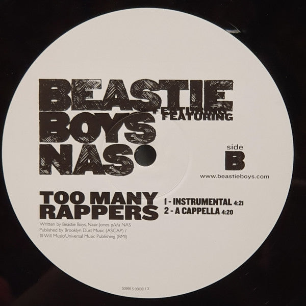 Image of Back Cover of 5044313S: 12" - BEASTIE BOYS FEATURING NAS, Too Many Rappers (Capitol Records; 509996 86611 1 3, Europe 2009) SEALED  M/M