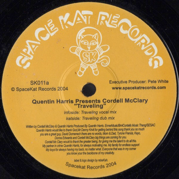 Image of Front Cover of 5014294C: 12" - QUENTIN HARRIS PRESENTS CORDELL MCCLARY, Traveling (Space Kat Records; SK011, UK 2004)   /G+