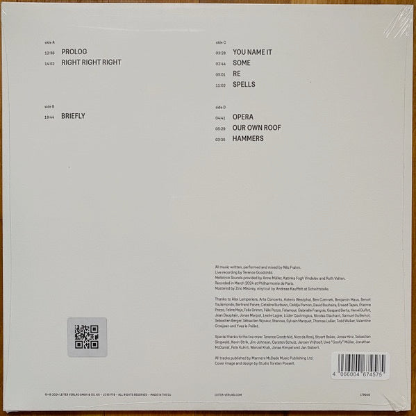 Image of Back Cover of 2xLP - NEW/NEW - NILS FRAHM, Paris (Leiter; LTR046, Worldwide 2024), ,  - 0536086E