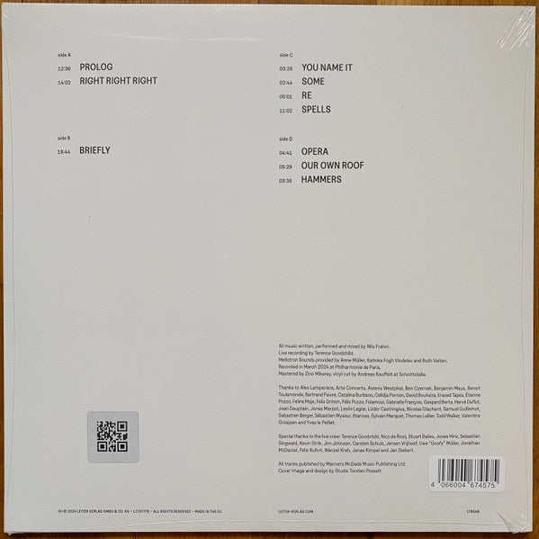 Image of Back Cover of 5154133S: 2xLP - NILS FRAHM, Paris (Leiter; LTR046, Worldwide 2024)   NEW/NEW