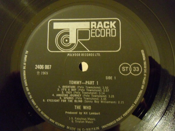 Image of Label Cover of 5014276C: LP - THE WHO, Tommy - Part 1 (Track Record; 2406 007, UK 1972, Insert)   VG/VG