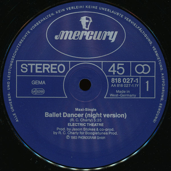 Image of Label Cover of 5024325E: LP - ELECTRIC THEATRE, Ballet Dancer (Night Version) (Mercury; 818 027-1, Germany 1983)   VG+/VG+