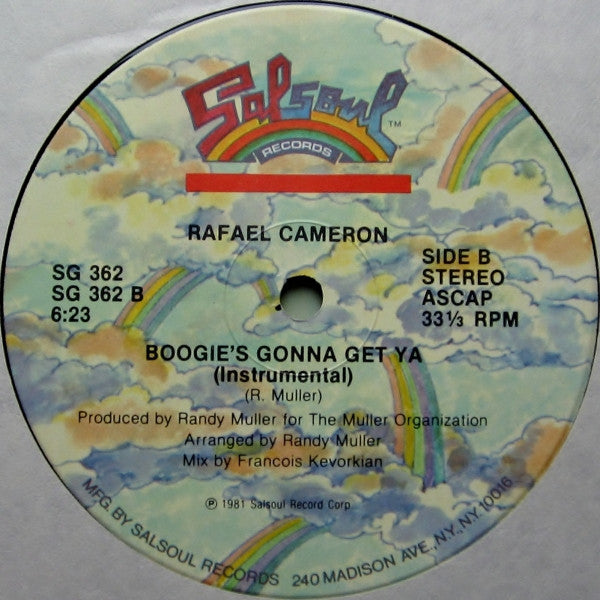 Image of Back Cover of 12" - /G+ - RAFAEL CAMERON, All That's Good To Me / All That's Good To Me (Salsoul; SG 362, US 1981), Mark across A side but doesn't affect play,  - 2626193E