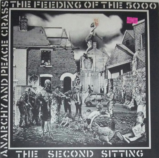 Image of Front Cover of 5014387C: 7" - CRASS, The Feeding Of The 5000 (The Second Sitting) (Crass Records; 621984, UK 1980s Reissue, Fold Out Sleeve, No 'Pay No More' on Sleeve, No 'Made in France' on Labels) All round strong VG, Sleeve has light wear to edges but is fully intact, Vinyl is glossy with a couple of light hairlines  VG/VG