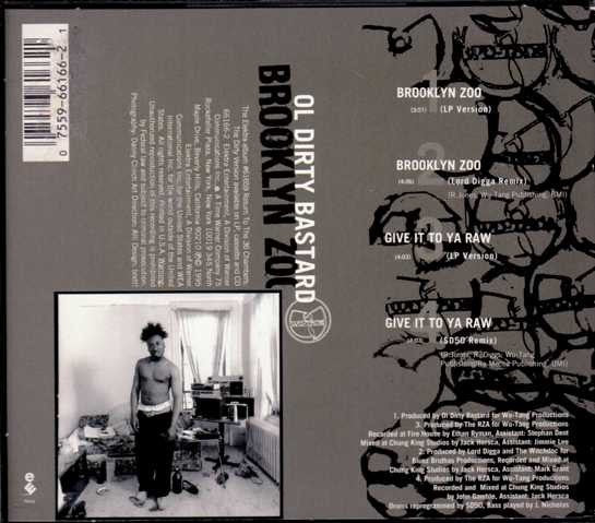 Image of Back Cover of 5014404C: CDs - OL' DIRTY BASTARD, Brooklyn Zoo (Elektra; 66166-2, US 1995, Outer Card Sleeve)   VG+/VG+