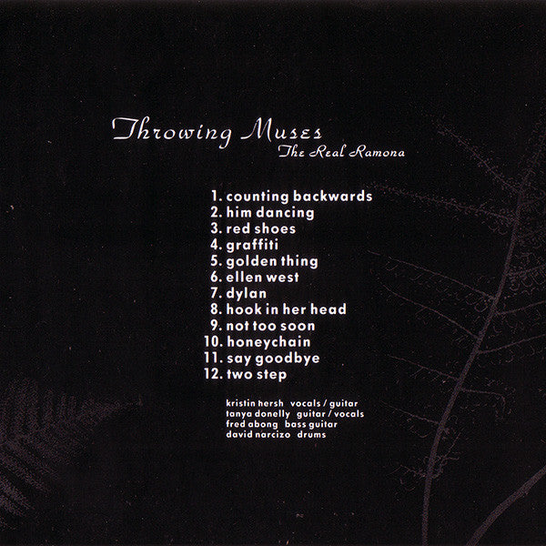 Image of Back Cover of 5034190E: CD - THROWING MUSES, The Real Ramona (4AD ; cad 1002 cd, UK 1991, Jewel Case, Inner) Light Marks only.  VG/VG+