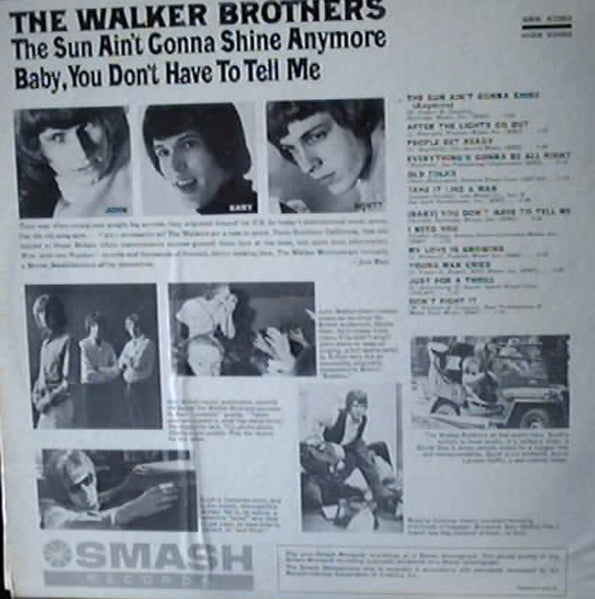 Image of Back Cover of 5044377S: LP - THE WALKER BROTHERS, The Sun Ain't Gonna Shine Anymore (Smash Records; MGS 27082, US 1966, Pasteback Sleeve, Mono) Ring Wear  VG/VG+